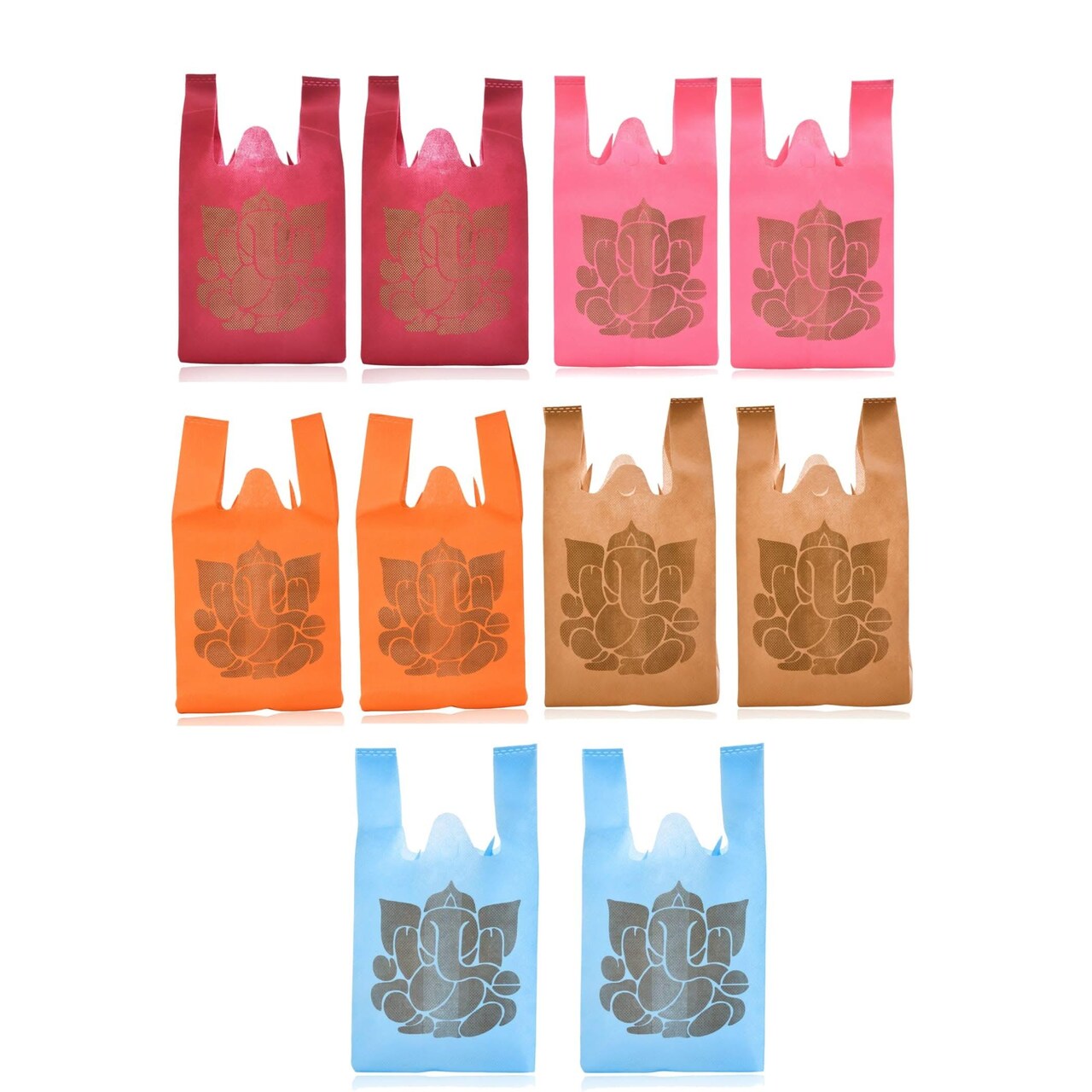 Ganesha Print Non Woven Gifts Party Favor Bags Ecofriendly Reusable for Indian Wedding Housewarming Puja